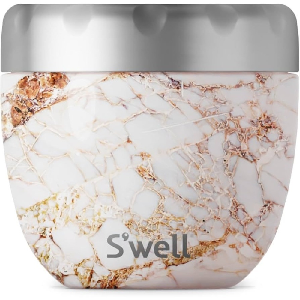 S'well Eats Calacatta Gold 21oz Insulated Food Jar Marble Lunch Container Set